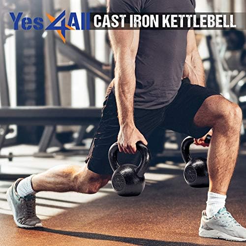 Yes4All Kettlebell Sets, Strength Training Kettlebells, Multi-Level from Beginners to Pros, Home Gym, Cast Iron, Wide Ha