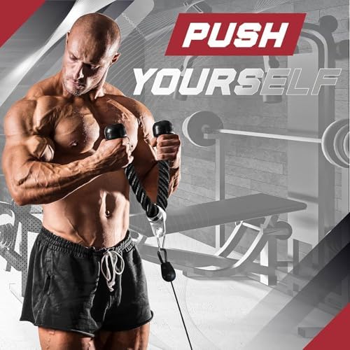 Yes4All Cable Machine Attachment Row Handles Tricep Rope Straight Bar V Bar LAT Pulldown Accessories 880 LB for Home Gy
