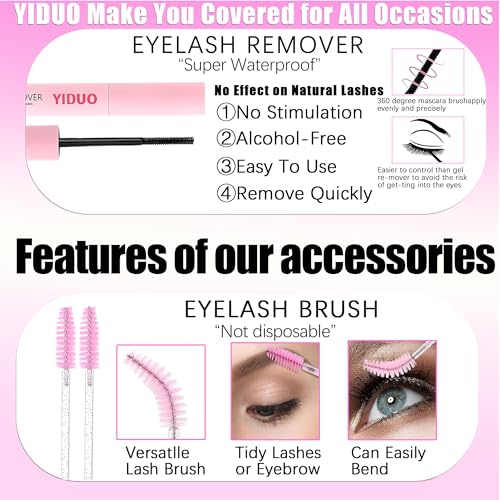 40D/60D Volume C/D Curl Lash Clusters Kit for Eyelash Extensions, Portable Makeup Bag with Lash Bond and Seal, 10-18mm