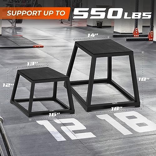 Yes4All Metal Plyometric Box - Sturdy and Anti-Slip - Ideal for Home Gym Routines - Holds Up to 550lb - Assembles Upon A