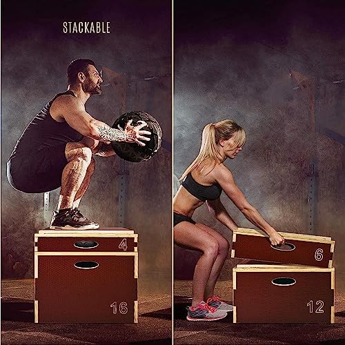 Yes4All 3 In 1 Wooden Plyo Box for Home Jump Training and Outdoor Exercise | Yes4All Plyometric Box Platform: Versatile