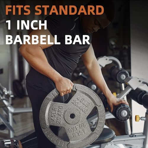 Fitvids 1-Inch Cast Iron Weight Plate for Strength Training & Weightlifting - Multiple Sizes