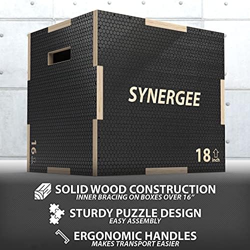 Synergee 3 in 1 Non-Slip Plyometric Box for Jump Training and Conditioning Synergee Wooden Plyo and Soft Plyo Box All