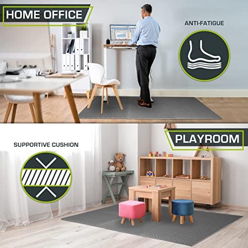 ProsourceFit Puzzle Exercise Mat for Home Gym, Mat for Home Workout Equipment, Floor Padding for Kids, Black, 24 in x 24