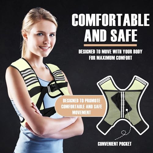Weighted Vest for Men and Women - 10/15/20lbs - Reflective Stripe - Workout Equipment for Strength Training, Running, Wa