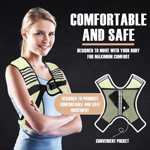 Weighted Vest for Men and Women - 10/15/20lbs - Reflective Stripe - Workout Equipment for Strength Training, Running, Wa