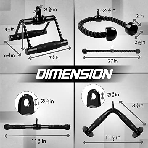 Yes4All Cable Machine Attachment Row Handles Tricep Rope Straight Bar V Bar LAT Pulldown Accessories 880 LB for Home Gy