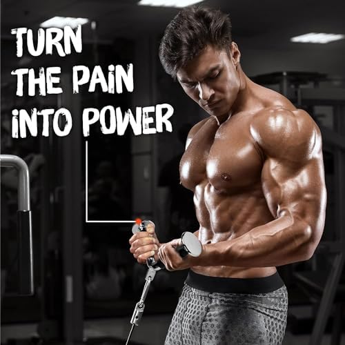 Yes4All Cable Machine Attachment Row Handles Tricep Rope Straight Bar V Bar LAT Pulldown Accessories 880 LB for Home Gy