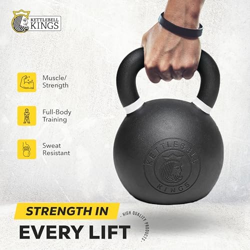 Kettlebell Kings Powder Coated Kettlebell Weights - 9-97 lb Strength Training Kettlebells for Men and Women - Home Gym E