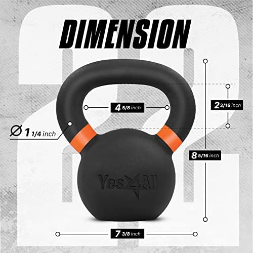 Yes4All Powder Coated 9lb-71lb Cast Iron Core Kettlebells for Heavy Duty Strength Training | Yes4All Powder Coated Kett