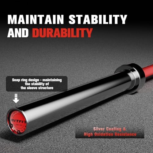 RitFit 7FT Olympic Barbell for Strength and Weightlifting Training - 2 Inch Olympic Bar for Squat, Deadlift, Bench Press