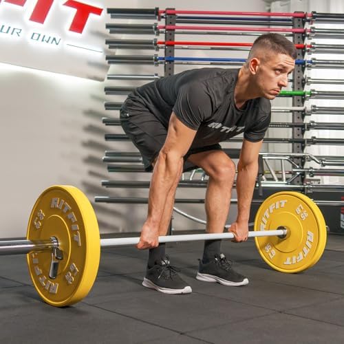 RitFit 7FT Olympic Barbell for Strength and Weightlifting Training - 2 Inch Olympic Bar for Squat, Deadlift, Bench Press