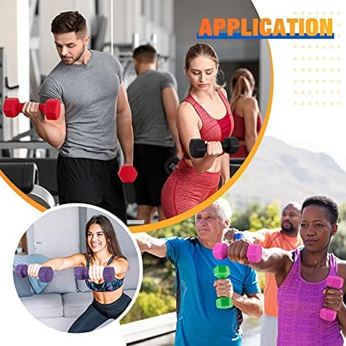 Portzon Dumbbells 10 Colors Options 1-15LB Anti-Slip Anti-Roll Hex Shape
