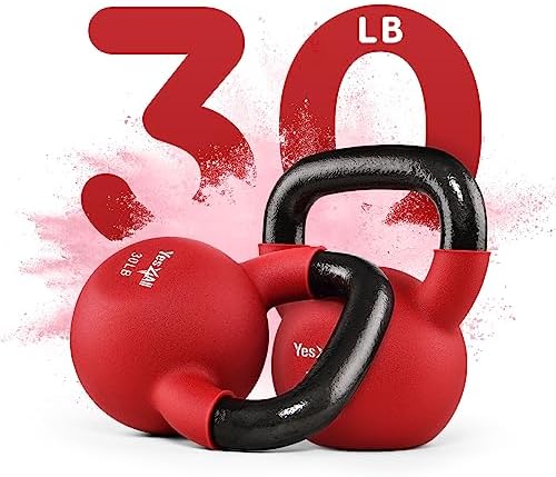 Yes4All Kettlebell - 35 LB Neoprene Coated Cast Iron Kettlebell for Home Gym, Wide Grip Handle & Flat Bottom for Swings