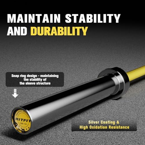 RitFit 7FT Olympic Barbell for Strength and Weightlifting Training - 2 Inch Olympic Bar for Squat, Deadlift, Bench Press