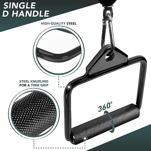 Yes4All Cable Machine Attachment Row Handles Tricep Rope Straight Bar V Bar LAT Pulldown Accessories 880 LB for Home Gy