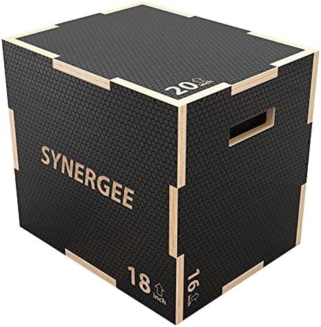 Synergee 3 in 1 Non-Slip Plyometric Box for Jump Training and Conditioning Synergee Wooden Plyo and Soft Plyo Box All