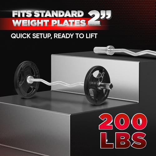 Yes4All 480LB Standard Straight Barbell - Strength Training for Men & Women, Home Gym & Commercial Use, Star Lock Collar