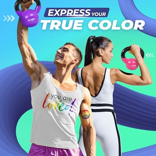 Yes4All Kettlebell, Stable Flat Bottom Kettlebell, Cast Iron Sets for Full Body Workout, Push Up, Grip Strength Training