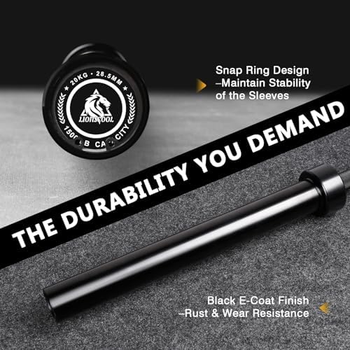 LIONSCOOL Olympic Barbell 7FT for Weightlifting and Powerlifting - 1500lbs Capacity - Strength Training for Squats, Dead