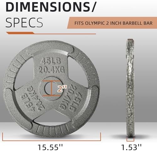 Fitvids Olympic Cast Iron Weight Plates 2-Inch Thickness for Strength Training & Weightlifting, Ideal for Home Gym, Mult