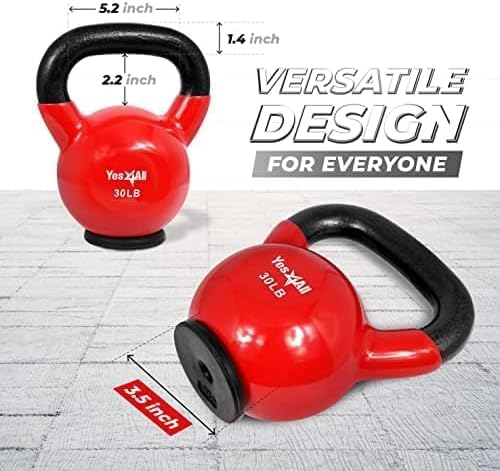 Yes4All Rubber Base Kettlebells for WomenStrength Training (10-65 lbs) Yes4All Kettlebells for Women Fitness Rubber Ba
