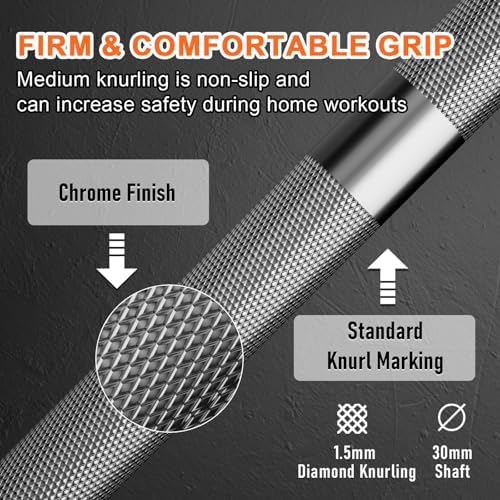 Olympic Barbell 7ft 45LB for Weightlifting Powerlifting, Home Gym Strength Training, Squats Deadlifts Presses Rows Curls