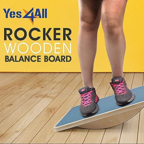 Yes4All Professional Anti-Slip Rocker Board for Leg Workout and Standing Desk Use | Yes4All 350LBS Wood Balance Board,