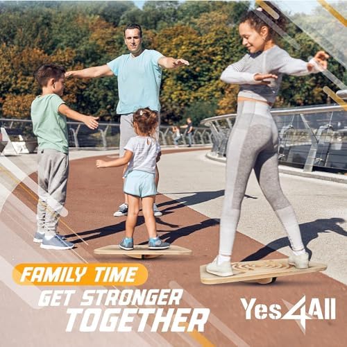 Yes4All Professional Anti-Slip Rocker Board for Leg Workout and Standing Desk Use | Yes4All 350LBS Wood Balance Board,