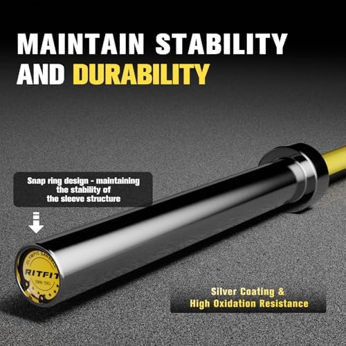 RitFit 7FT Olympic Barbell for Strength and Weightlifting Training - 2 Inch Olympic Bar for Squat, Deadlift, Bench Press