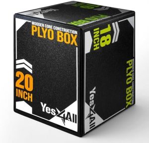 Yes4All Non-Slip Multi-Use Cushioned Plyometric Jump Box for Jumping, Conditioning, Strength Training - 20x18x16 Inches