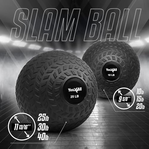 Yes4All Slam Balls, Durable PVC Sand Filled, Core Strengthening Workout Ball for Fitness Enthusiasts at Home Gym