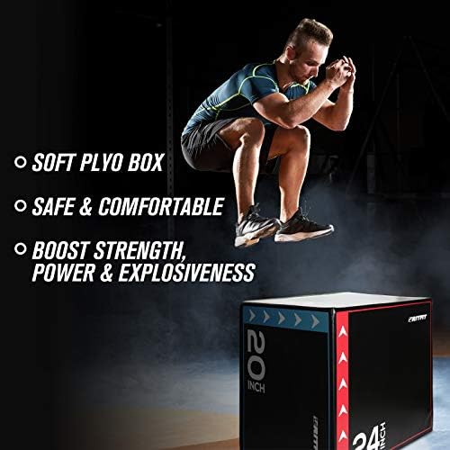 RitFit 3 in 1 Plyo Box Heavy Duty High Density Foam Jumping Box 20"x18"x16" Home Gym Fitness 440lb Weight Capacity