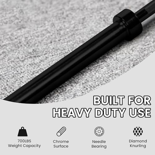 Fitvids Olympic Barbell Bar for Powerlifting and Weightlifting, High Capacity 700 Pound, 2 Inch Diameter Barbell