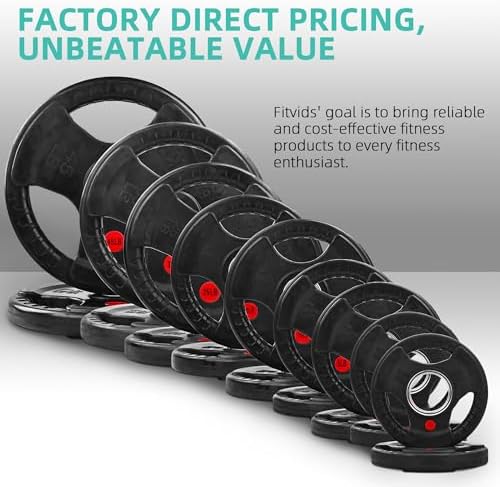 Fitvids Olympic Cast Iron Weight Plates for Strength Training & Weightlifting Home Gym | Fitvids 255 Pounds Olympic Cas