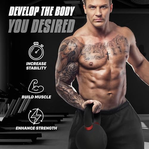 Yes4All Powder Coated 9lb-71lb Cast Iron Core Kettlebells for Heavy Duty Strength Training | Yes4All Powder Coated Kett