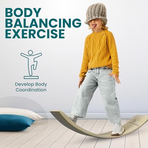 Wobble Stability Balancing Board for Kids - Made of Beech Plywood, Up to 500 Lbs Capacity | Kids Wooden Balancing Board