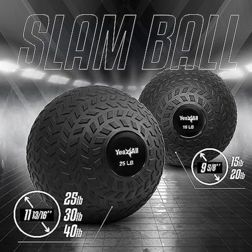 Yes4All Slam Balls, Durable PVC Sand Filled, Core Strengthening Workout Ball for Fitness Enthusiasts at Home Gym