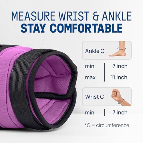 Yes4All Adjustable Wrist & Ankle Weights - Fitness & Strength Training for Women & Men, Versatile Colors - |5 LB Pair, P