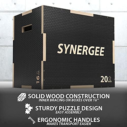 Synergee 3 in 1 Non-Slip Plyometric Box for Jump Training and Conditioning Synergee Wooden Plyo and Soft Plyo Box All