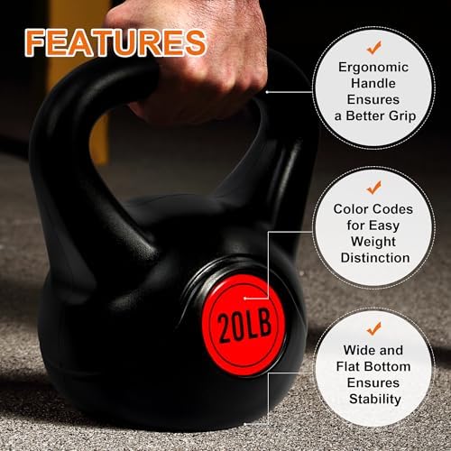 Fitvids 3-Piece Kettlebell Exercise Set for Fitness Lovers, 5 lbs, 10 lbs, 15 lbs Fitvids 4-Piece Kettlebell Weight Set