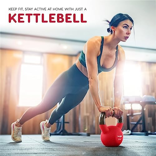 Yes4All Kettlebell - 35 LB Neoprene Coated Cast Iron Kettlebell for Home Gym, Wide Grip Handle & Flat Bottom for Swings