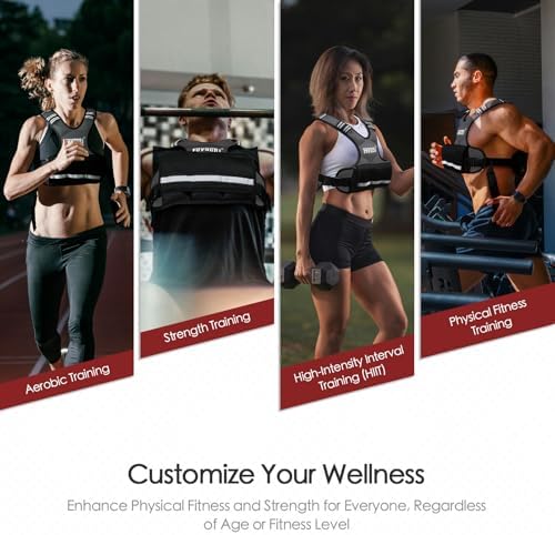 Feyachi Adjustable Weighted Vest for Running Workout and Training - 3-12 lbs / 12-20 lbs / 20-32 lbs - Reflective Design