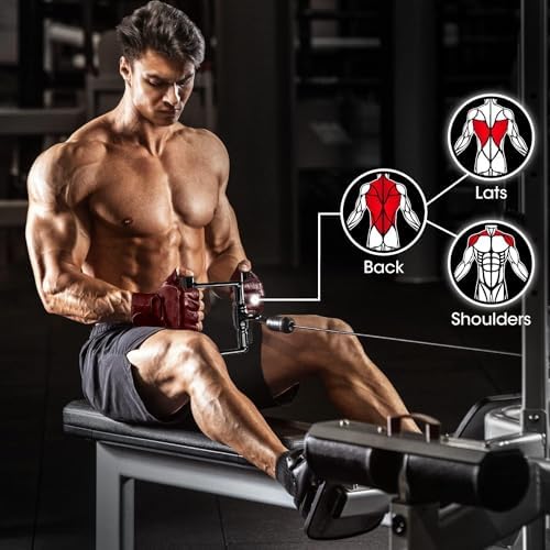 Yes4All Cable Machine Attachment Row Handles Tricep Rope Straight Bar V Bar LAT Pulldown Accessories 880 LB for Home Gy