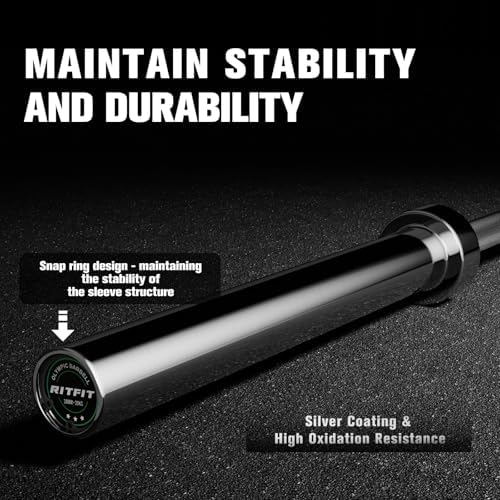 RitFit 7FT Olympic Barbell for Strength and Weightlifting Training - 2 Inch Olympic Bar for Squat, Deadlift, Bench Press