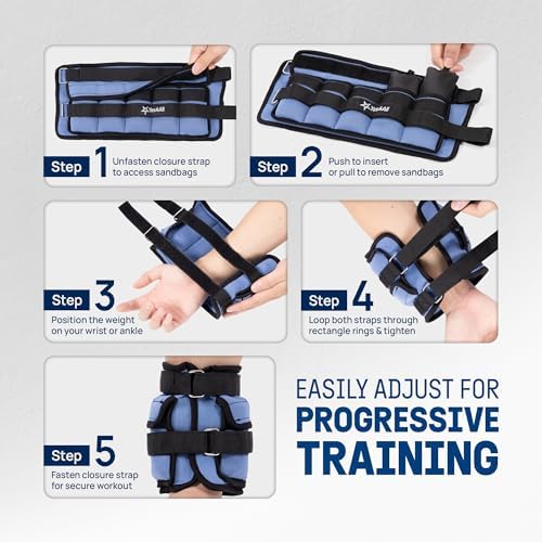 Yes4All Adjustable Wrist & Ankle Weights - Fitness & Strength Training for Women & Men, Versatile Colors - |5 LB Pair, P