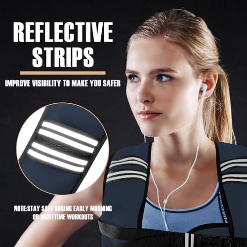 Weighted Vest for Men and Women - 10/15/20lbs - Reflective Stripe - Workout Equipment for Strength Training, Running, Wa