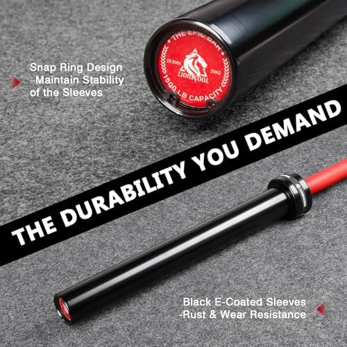 LIONSCOOL Olympic Barbell 7FT for Weightlifting and Powerlifting - 1500lbs Capacity - Strength Training for Squats, Dead