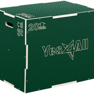 Yes4All 3 in 1 Plyo Box for Workout, Non-Slip Wooden Jump Box for Skipping, Jumping, Lunges, Squats, Dips Yes4All Plyo