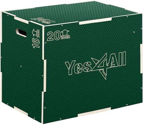 Yes4All 3 in 1 Non-Slip Wooden Plyo Box for Workout, Skipping, Jumping | Yes4All Plyometric Jump Box - Ideal for Lunges